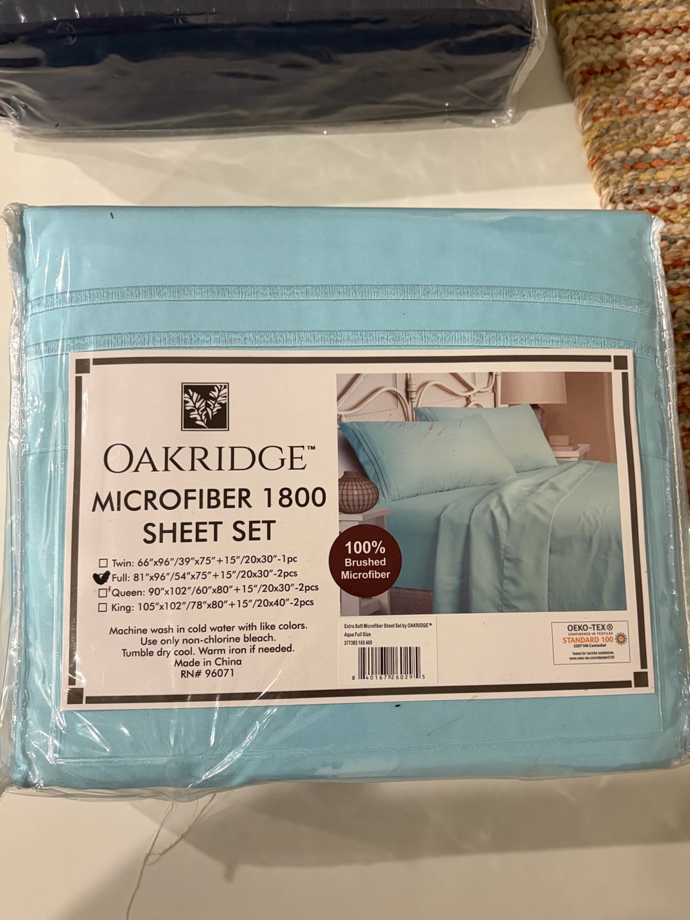 Oakridge Microfiber 1800 Full Sheet Set – Aqua – New Sealed